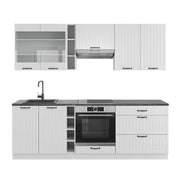 Cucina componibile Fame-Line Bianco rustico/Bianco 235 cm, PL Antracite Vicco