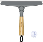 Wisser universale in silicone per doccia, specchio, vetro, douchewisser senza spazzole, manico di bambù rotante, inclusa 1 chiave di avvitamento, 25,4 cm di larghezza, grigio, 1 confezione