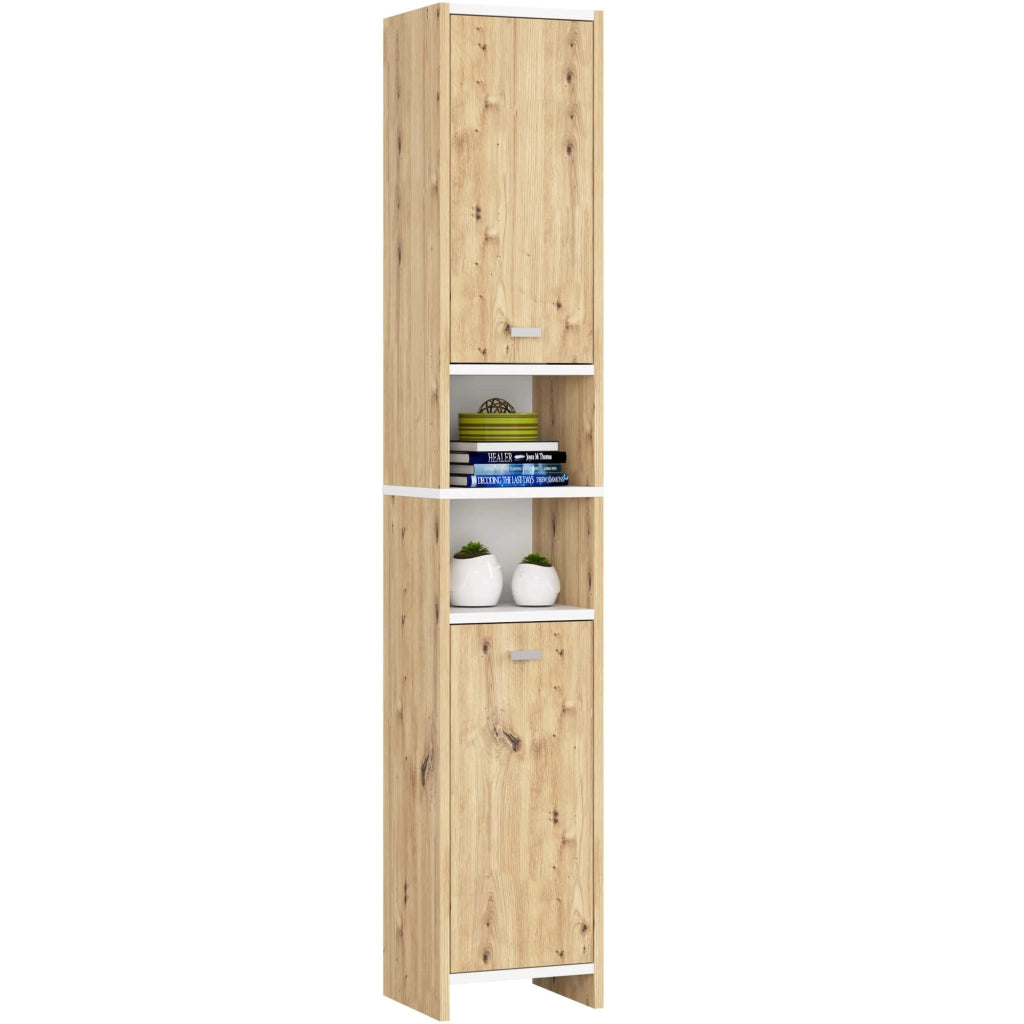 Colonna da bagno AKORD BETI Quercia Artisan, Bianca  2 ante 32x28x180 cm