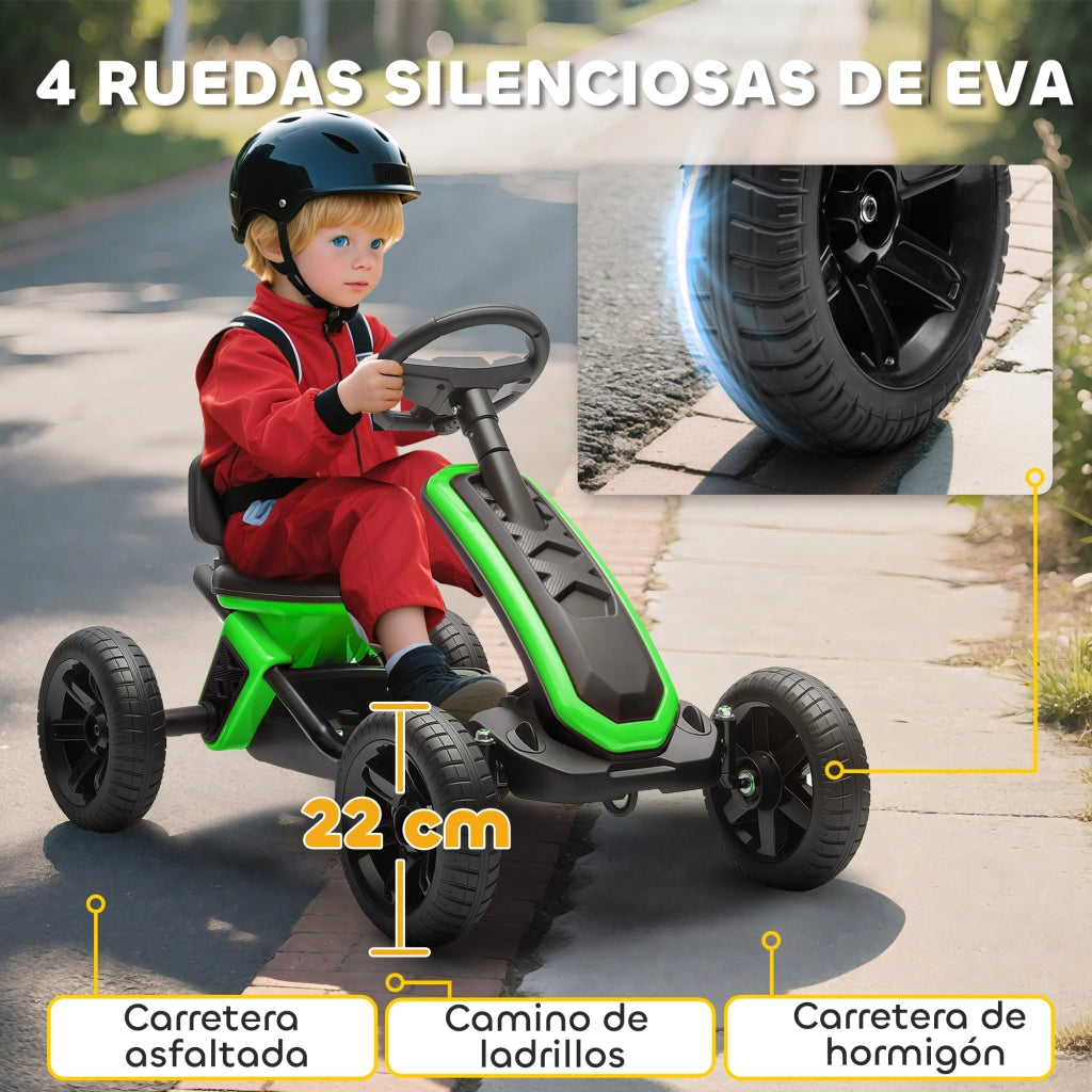 Pedal Car con Ruote Antiscivolo in EVA ¨C zephmum ¨C Verde per Bambini 2-5 Anni