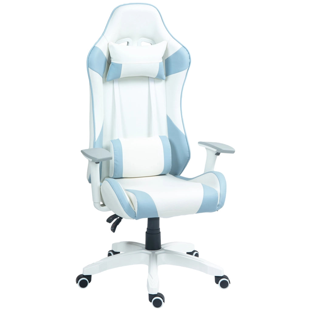 Sedia Gaming con Schienale e Braccioli Regolabili ¨C zephmum ¨C Blu 67x60x120-128 cm