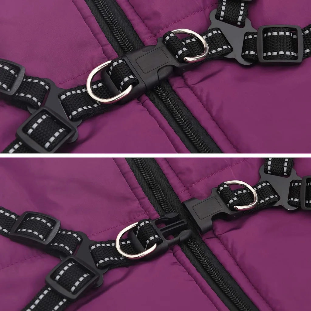 Cappotto Cani Imbracatura Impermeabile Riflettente Viola L48