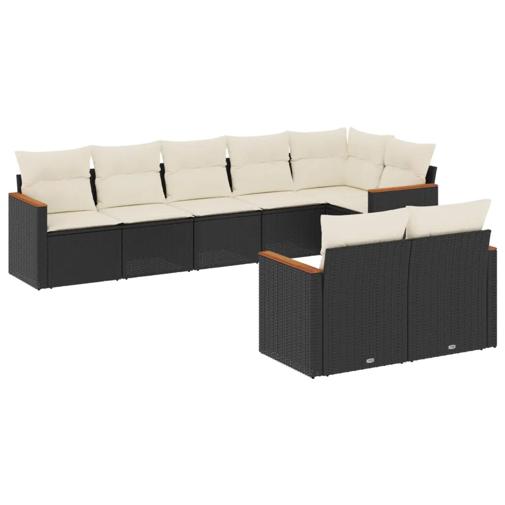 Set Divani da Giardino con Cuscini 8 pz Nero in Polyrattan 3226147
