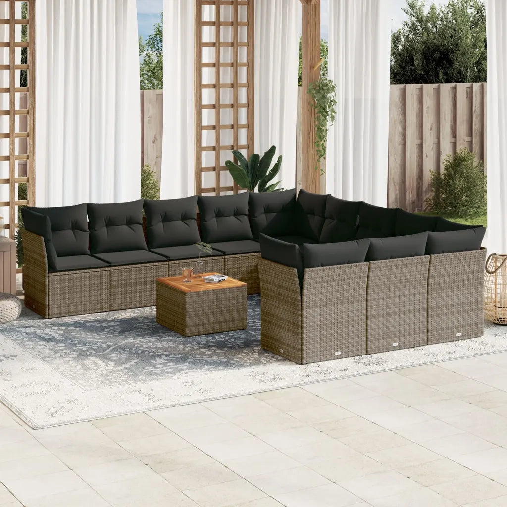 Set Divani da Giardino 12 pz con Cuscini Grigio in Polyrattan 3256242