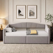 Letto imbottito singolo 90x200 cm con contenitore idraulico, rete a doghe, braccioli e schienale in velluto grigio chiaro