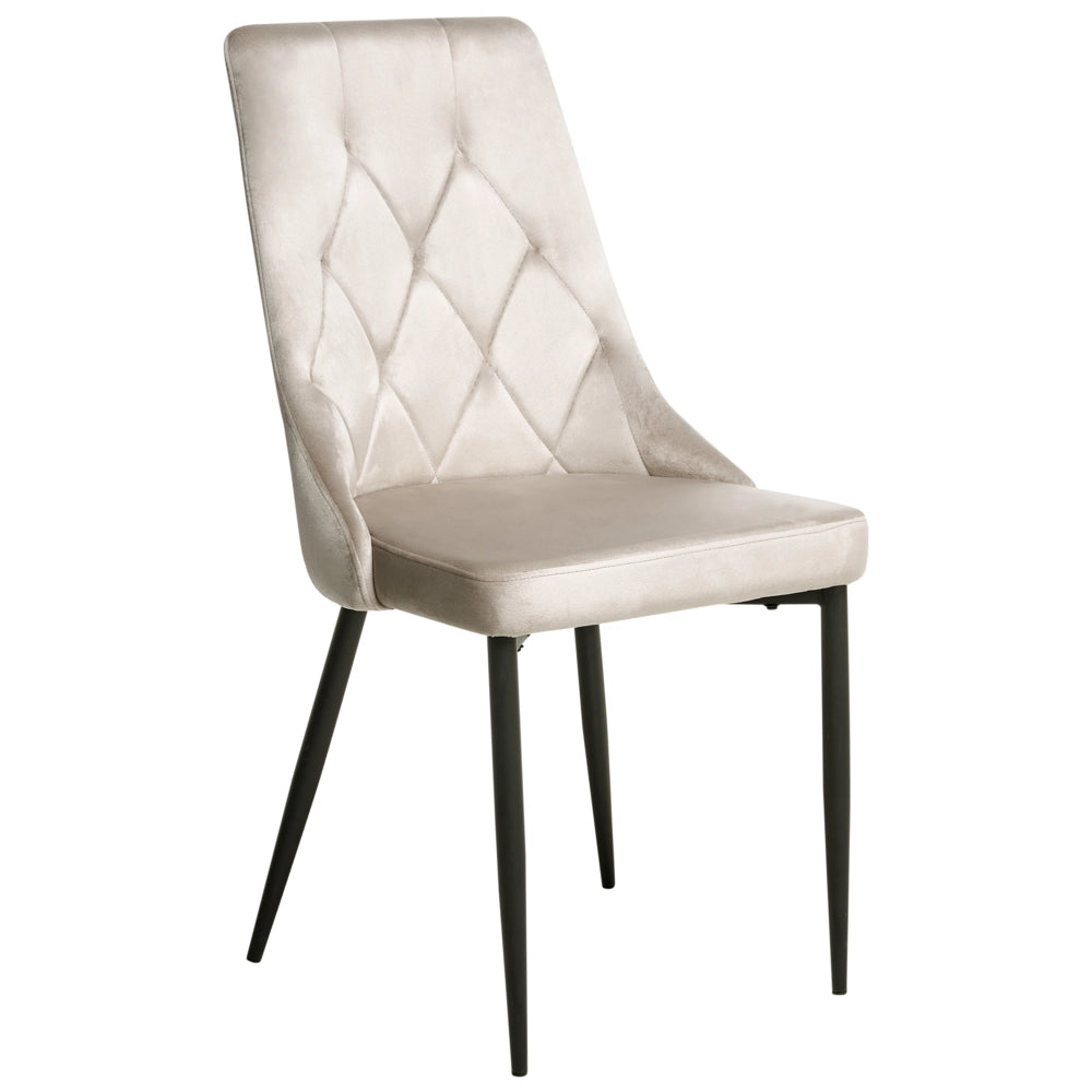 Set di 2 sedie da pranzo in velluto tortora con gambe nere in ferro Sedie imbottite moderne