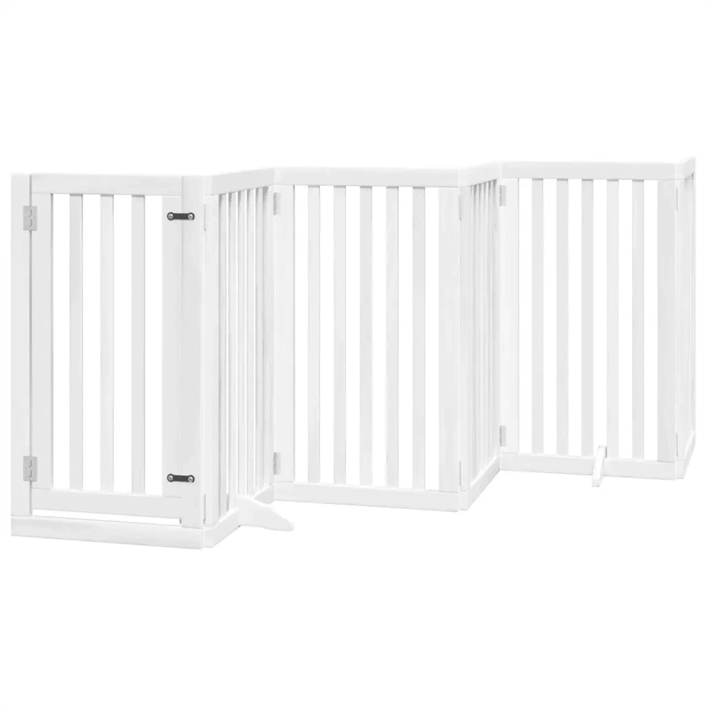 Cancello Cani Porta Pieghevole Bianco 6 Pannelli 300 cm Pioppo 352247