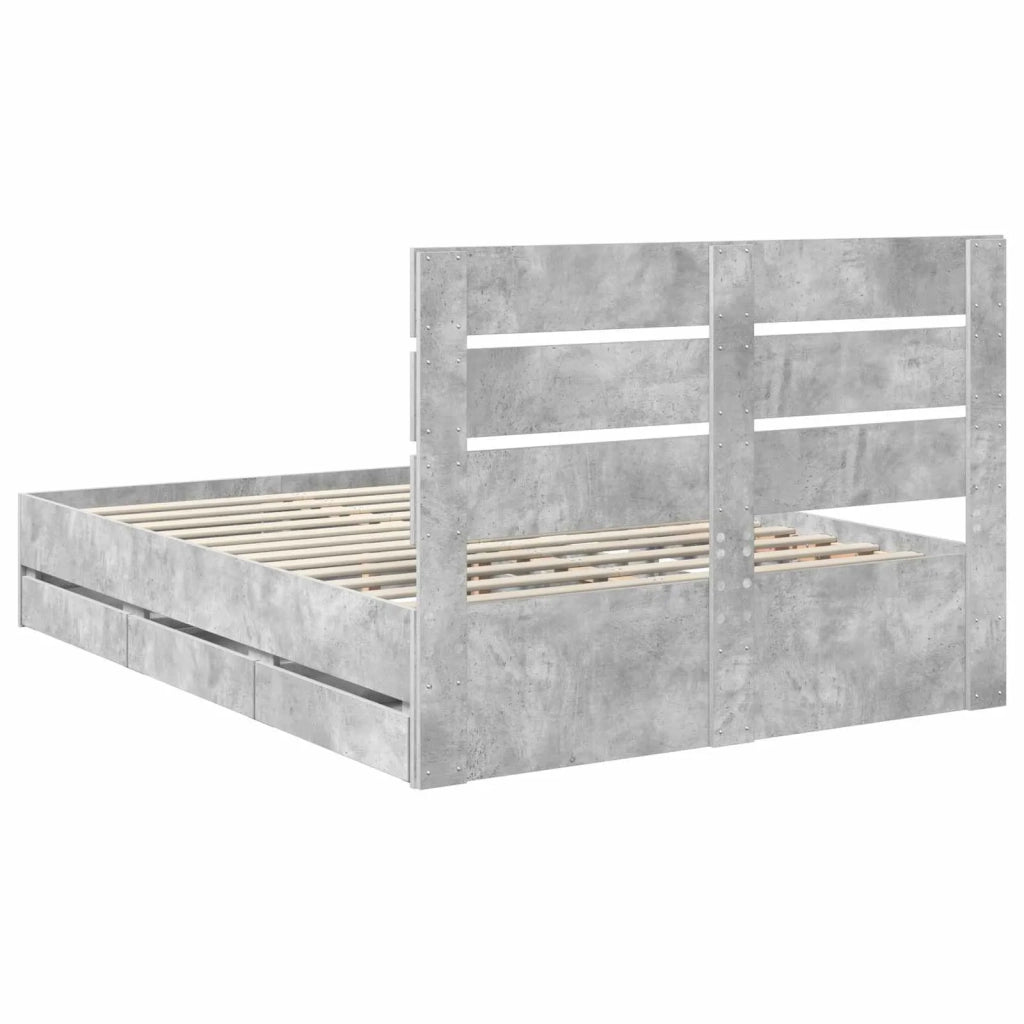 Struttura del letto con cassetto Grigio cemento 140 x 190 cm