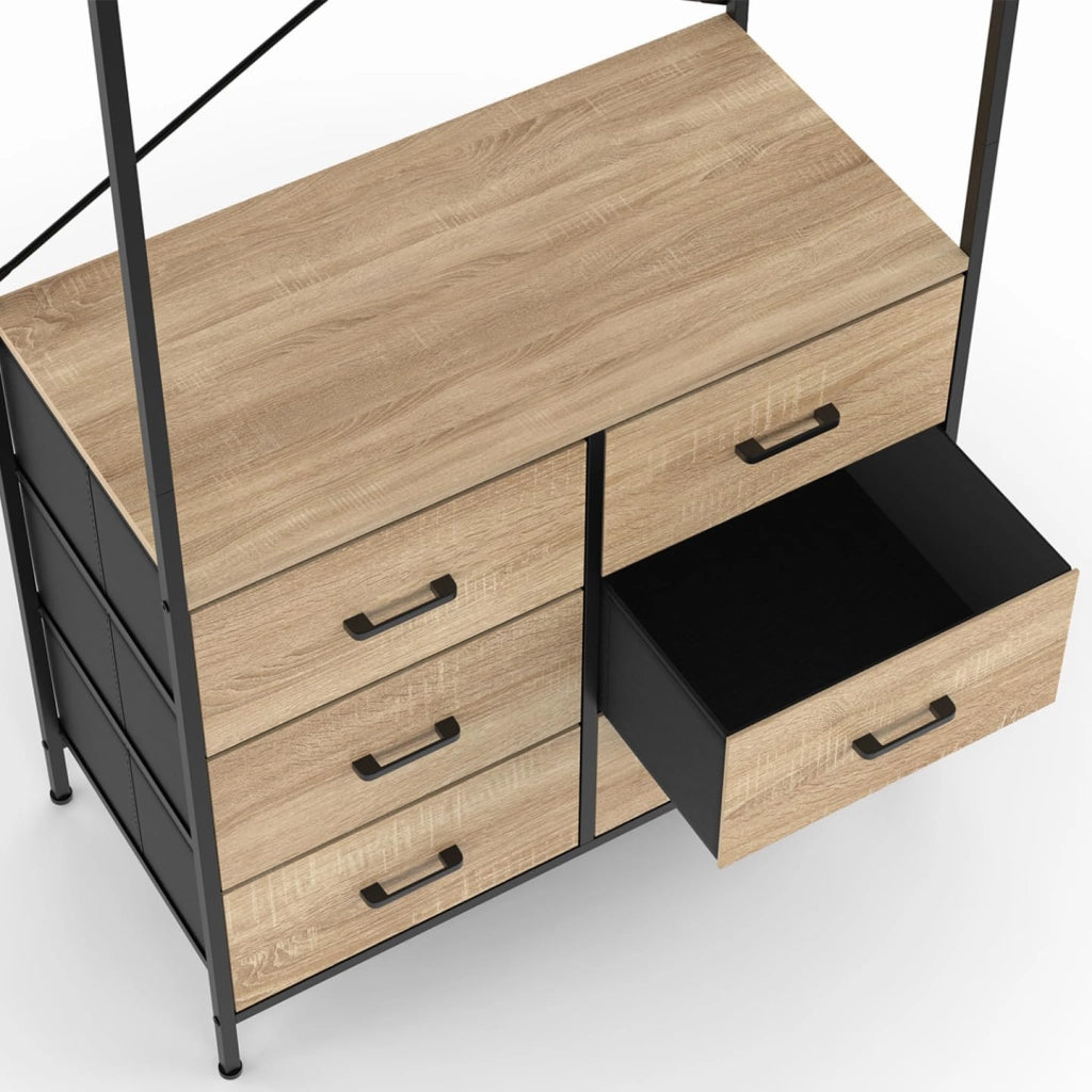 Armadio 80 cm UTAH con 6 cassetti in legno e tessuto nero