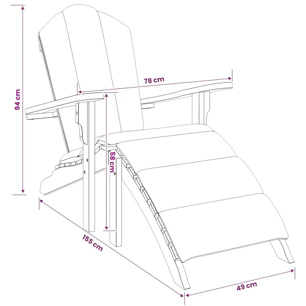 Sedia Adirondack da Giardino con Poggiapiedi Naturale 42041353
