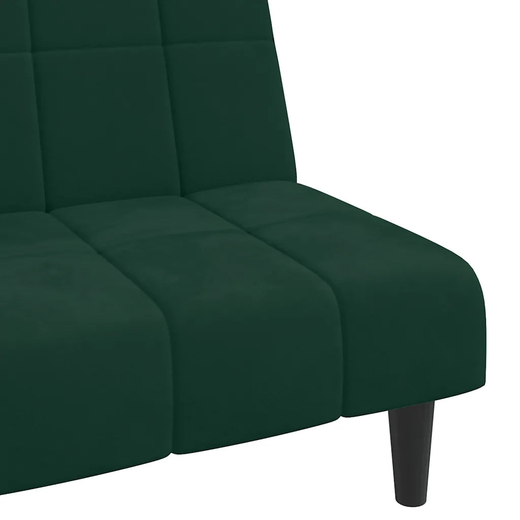 Divano Letto a 2 Posti Verde Scuro in Velluto 375843