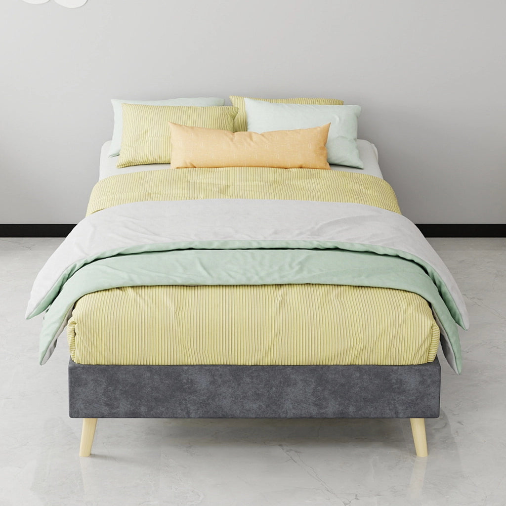 LETTO 90x200 cm Grigio in Tessuto e Metallo, Design Senza Testiera