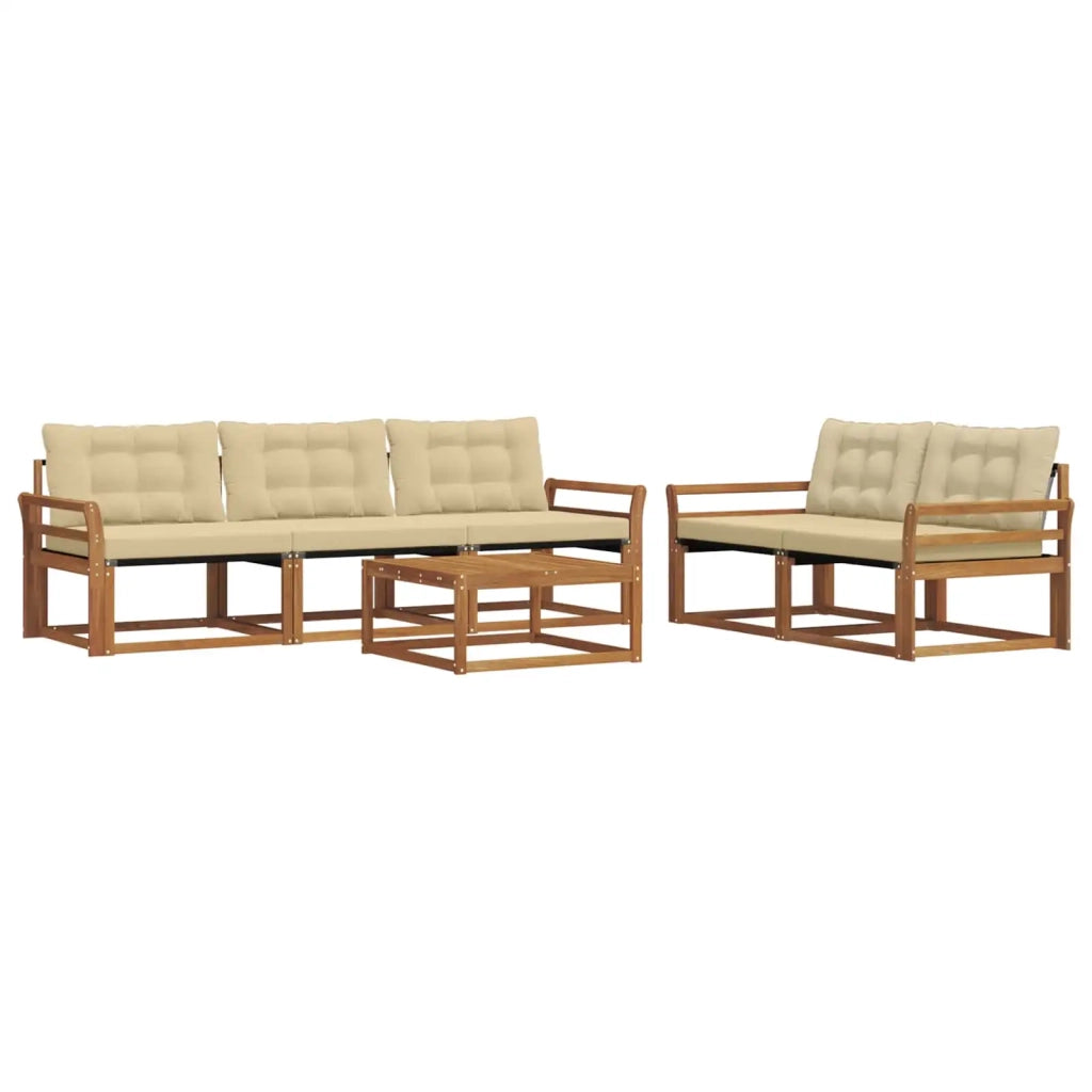 Set di divani da esterno con cuscino 6 pcs Naturale e Beige 3369196