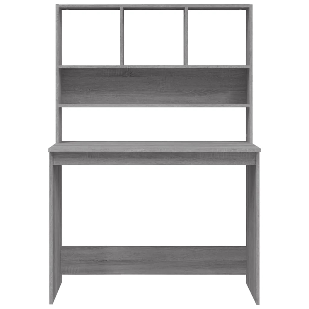 Scrivania tavolo postazione di lavoro scrivania per computer mobile da studio con ripiani rovere Sonoma 102 x 45 x 148 cm legno ingegnerizzato grigio 02_0023493