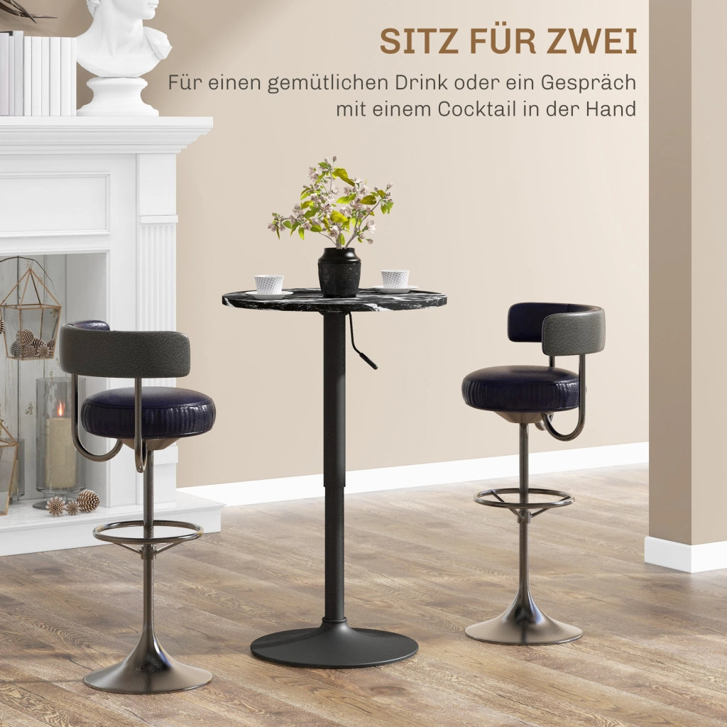 Tavolino bar ¨C zephmum ¨C Nero, Marmo effetto, 60x60x68-93.5 cm