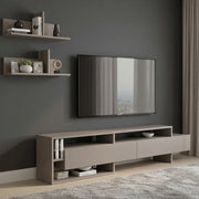 Mobile Soggiorno Huko, Parete Attrezzata 2 Cassetti, Beige