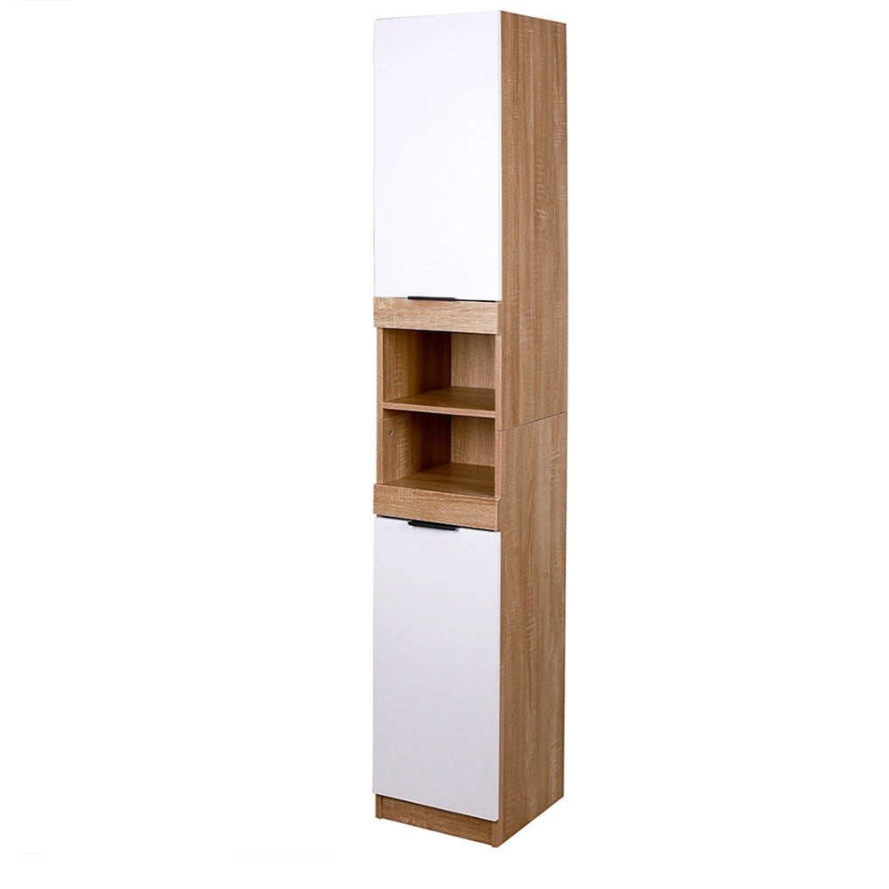 Mobile a Colonna Armadietto Salvaspazio da Bagno 4 Ripiani Interni 2 Ante H188cm