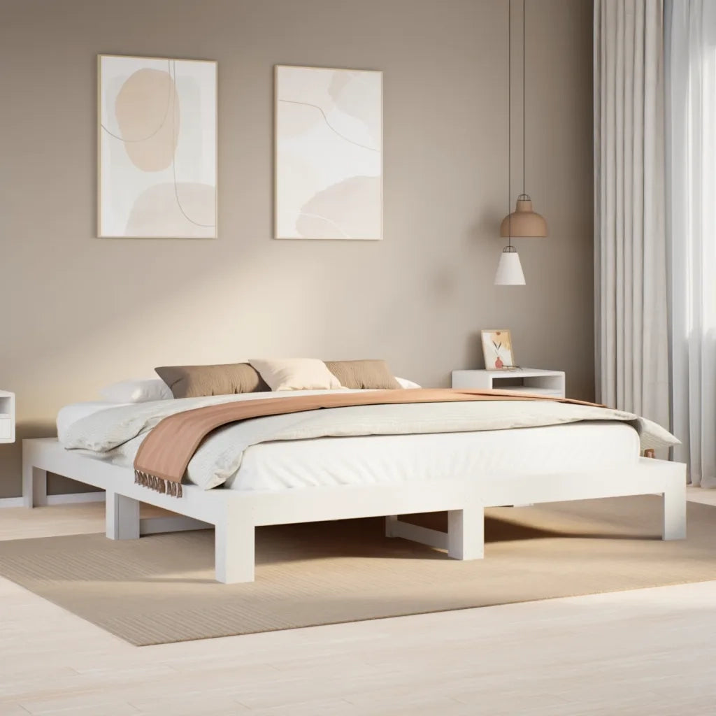 Letto senza Materasso-Struttura Letto Bianco 180x200 cm Legno Massello di Pino 691553