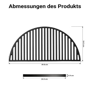 Griglia in ghisa, forma a mezza luna, 49,8 x 24,3 x 0,9 cm, per barbecue, bistecchiera, ideale per grigliare carne, pesce, verdure