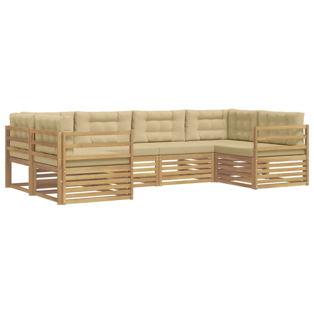 Set di divani da esterno 6 pcs Bianco e Beige Poliestere 3391028