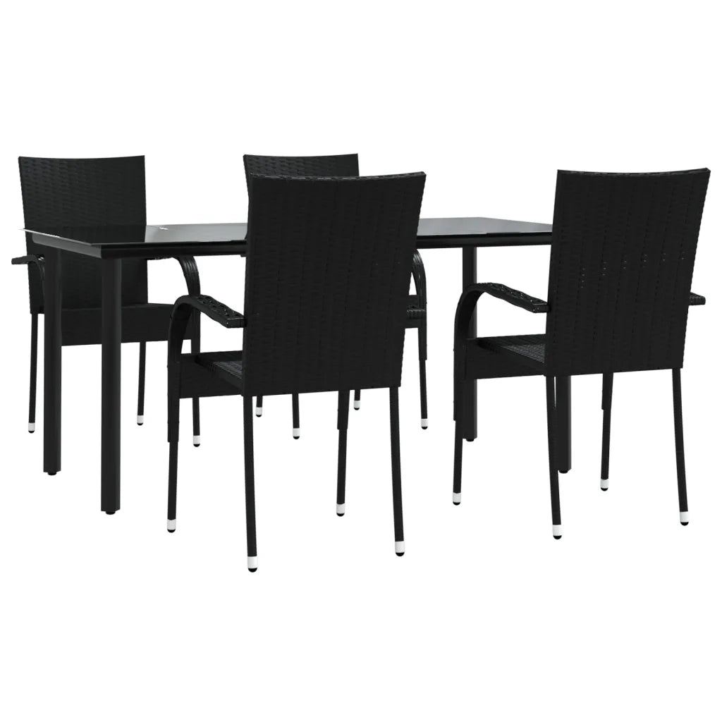 Set da Pranzo da Giardino 5 pz Nero in Polyrattan cod mxl 42807