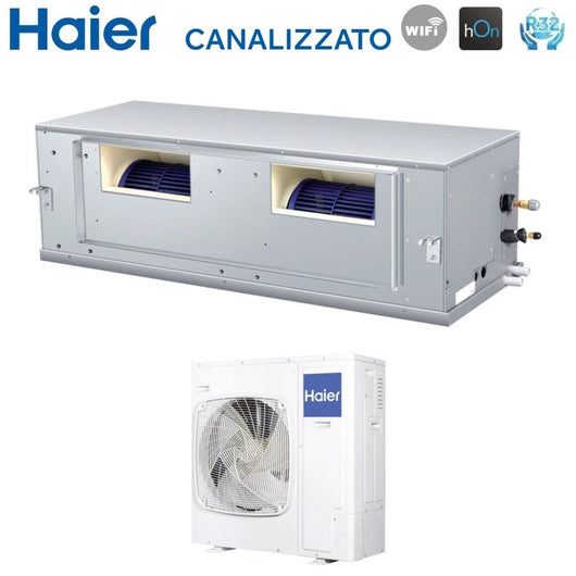 Climatizzatore Condizionatore Haier Inverter Canalizzato Canalizzabile Alta Prevalenza 48000 Btu ADH140H1ERG Monofase R-32 Wi-Fi Optional Comando a Filo Haier Nero HW-BA101ABT