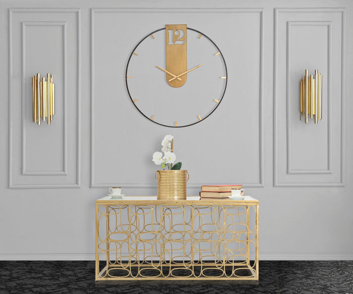 Orologio da Muro Oroy Ø60x4,5 cm in Ferro Oro e Nero