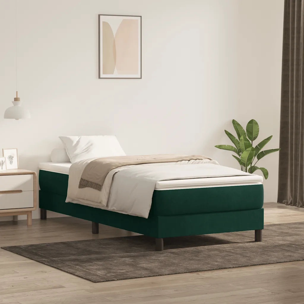 vidaXL Letto a Molle senza Materasso Verde Scuro 90x220 cm Velluto