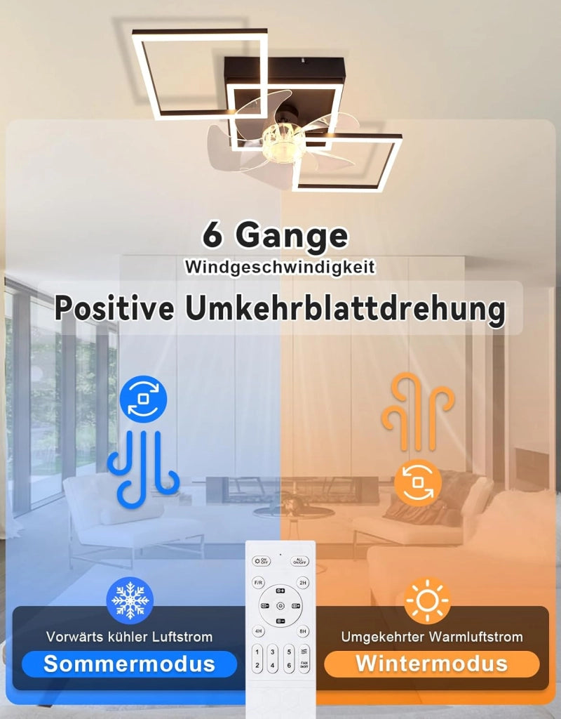 ZMH Ventilatore a Soffitto LED Moderno 68cm Intensità Luminosa Regolabile Telecomando per Soggiorno Sala da Pranzo