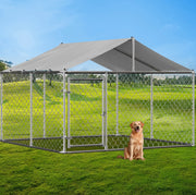 Recinto per cani 230x230x117 cm con tetto; struttura robusta in acciaio zincato; argento