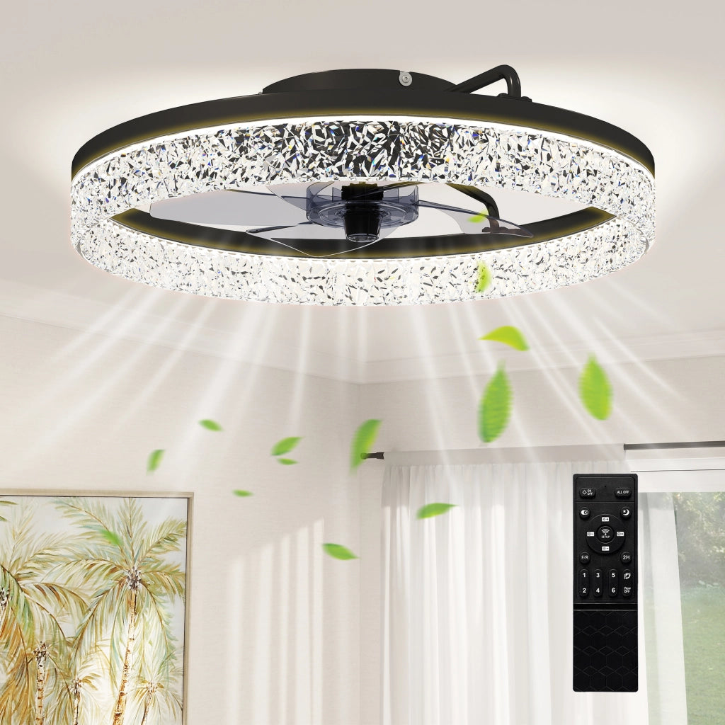 Ventilatore da Soffitto con Luce LED Dimmerabile ¨C Xylo ¨C Telecomando, Nero