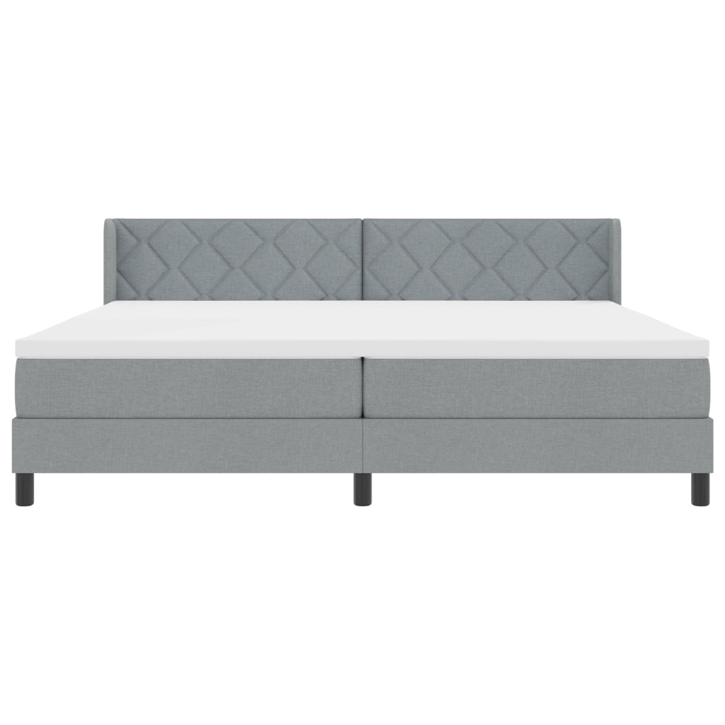 Box Spring Bed con Materasso Grigio Chiaro 200x200 cm Tessuto