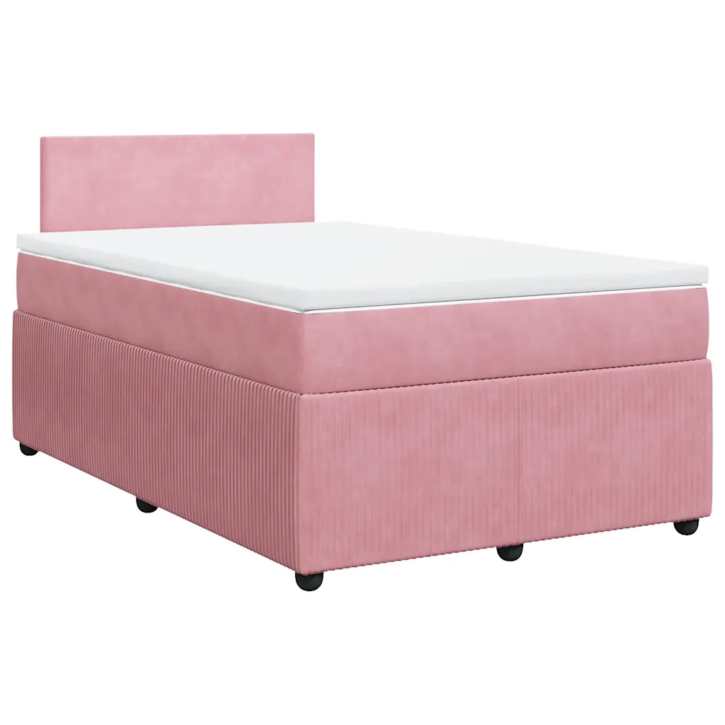 Giroletto a Molle con Materasso Rosa 120x190 cm in Velluto