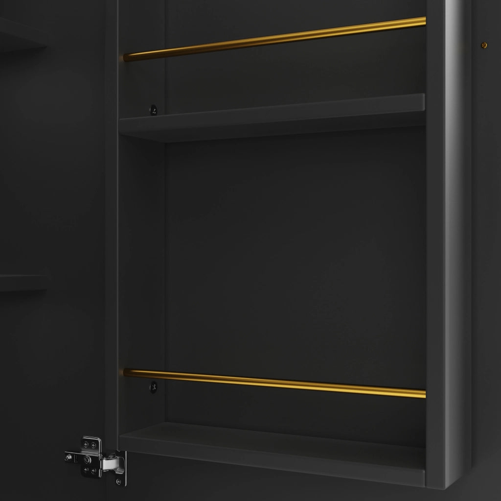 Mobile bar 138x39x105 cm girevole 360° con ampio spazio di contenimento in MDF e metallo nero