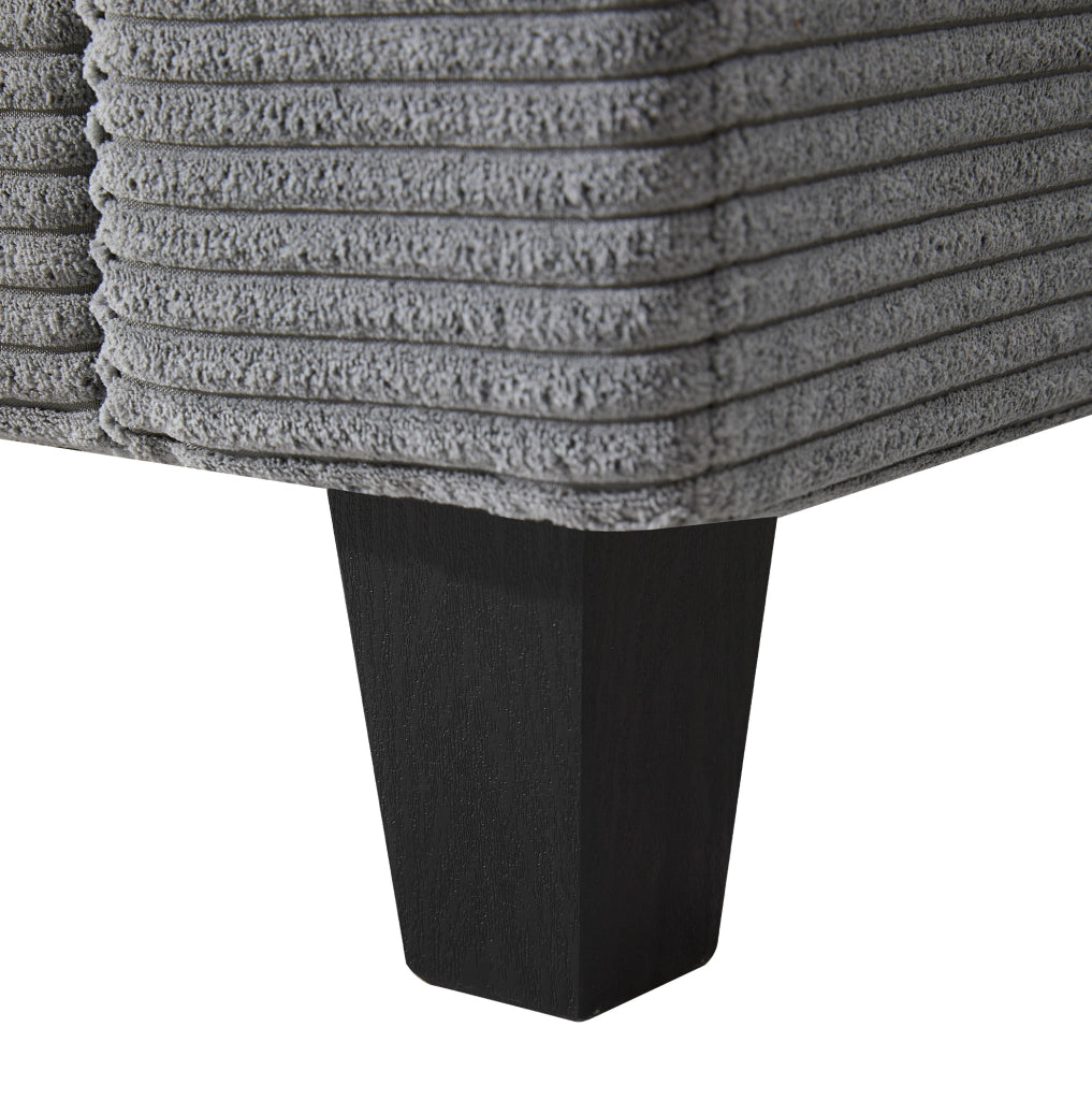 Divano angolare modulare con pouf contenitore; console con 2 USB e portabicchieri; corduroy grigio