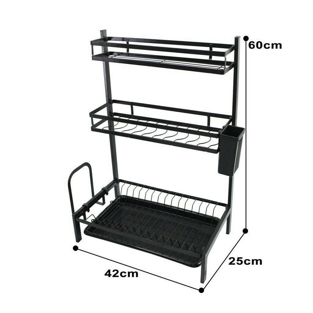 Trade Shop - Scolapiatti Colapiatti Base Appoggio In Acciaio 3 Ripiani 42 X 25x 60 Cm Mj-6014 -