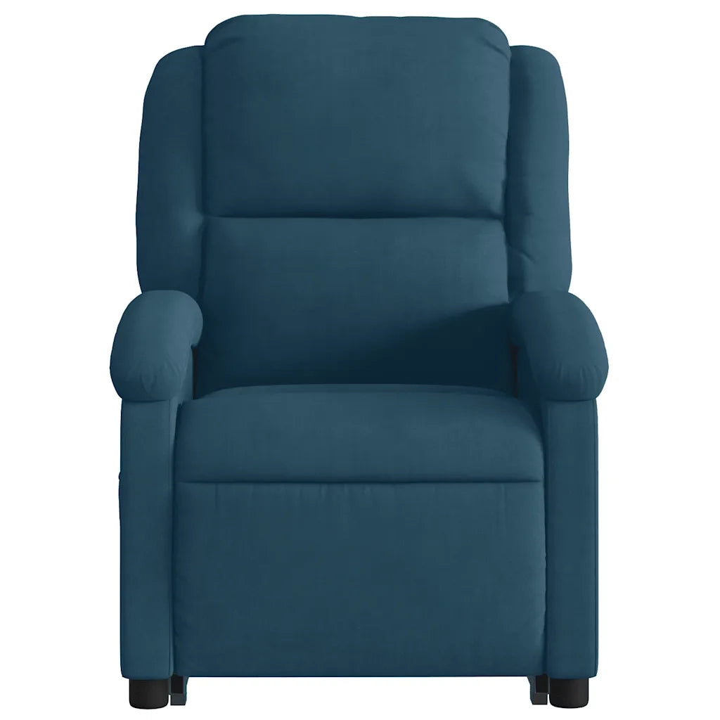 Poltrona Alzapersona Massaggiante Reclinabile Blu in Velluto 3204321