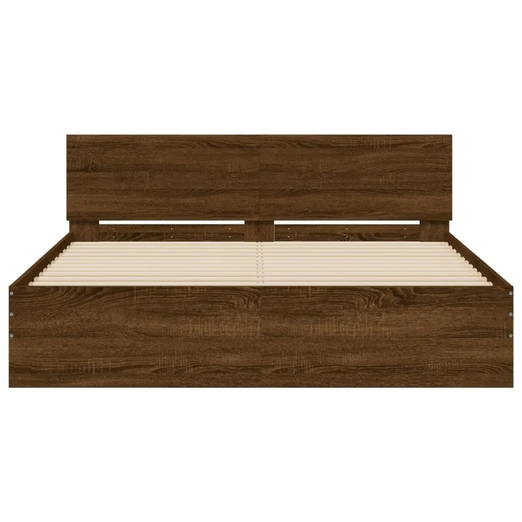 Giroletto con Testiera-Struttura Letto con testiera Rovere Marrone 150x200 cm