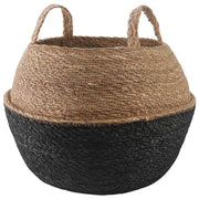 Vaso da fiori con manici Nero Ø 45 x 36 cm 100% Erba marina 42012264