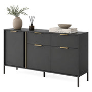 Madia Hametesi, Credenza 2 Cassetti, 153x40x81h cm Nero