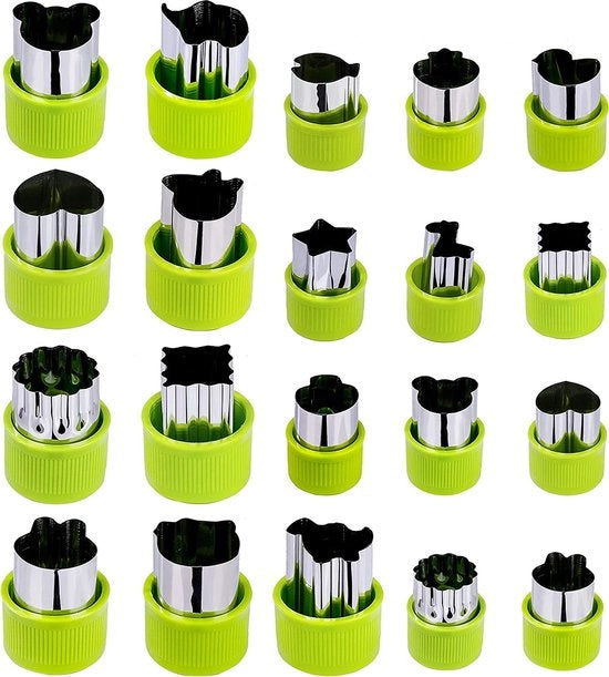 Forme per verdure e frutta, in acciaio inossidabile, con impugnatura protettiva, per decorazione di torte, biscotti, fondant, biscotti, dolci, 20 pezzi