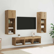 Unità per TV a Muro 5 pcs Rovere Nero Legno multistrato 3402924
