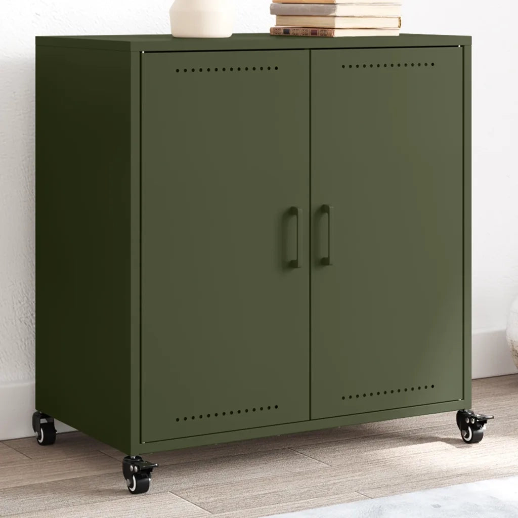 vidaXL Credenza Verde Oliva 68x39x72 cm in Acciaio
