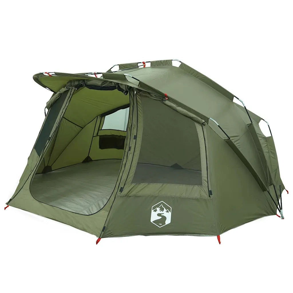 Tenda da Pesca per 5 Persone-Tenda da campeggio Verde Oliva Impermeabile 100679