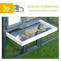 Gabbia per Conigli e Animali da Compagnia in Legno 2 piani di Abete Doppia Porta 140x65x100cm Verde e Bianco