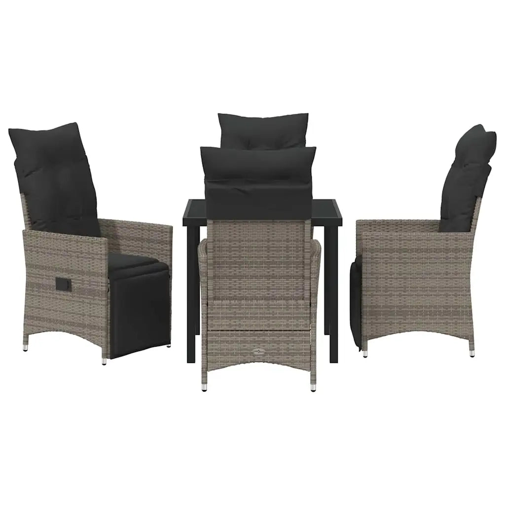 Set da Pranzo per Giardino con cuscino 5 pcs Grigio polyrattan
