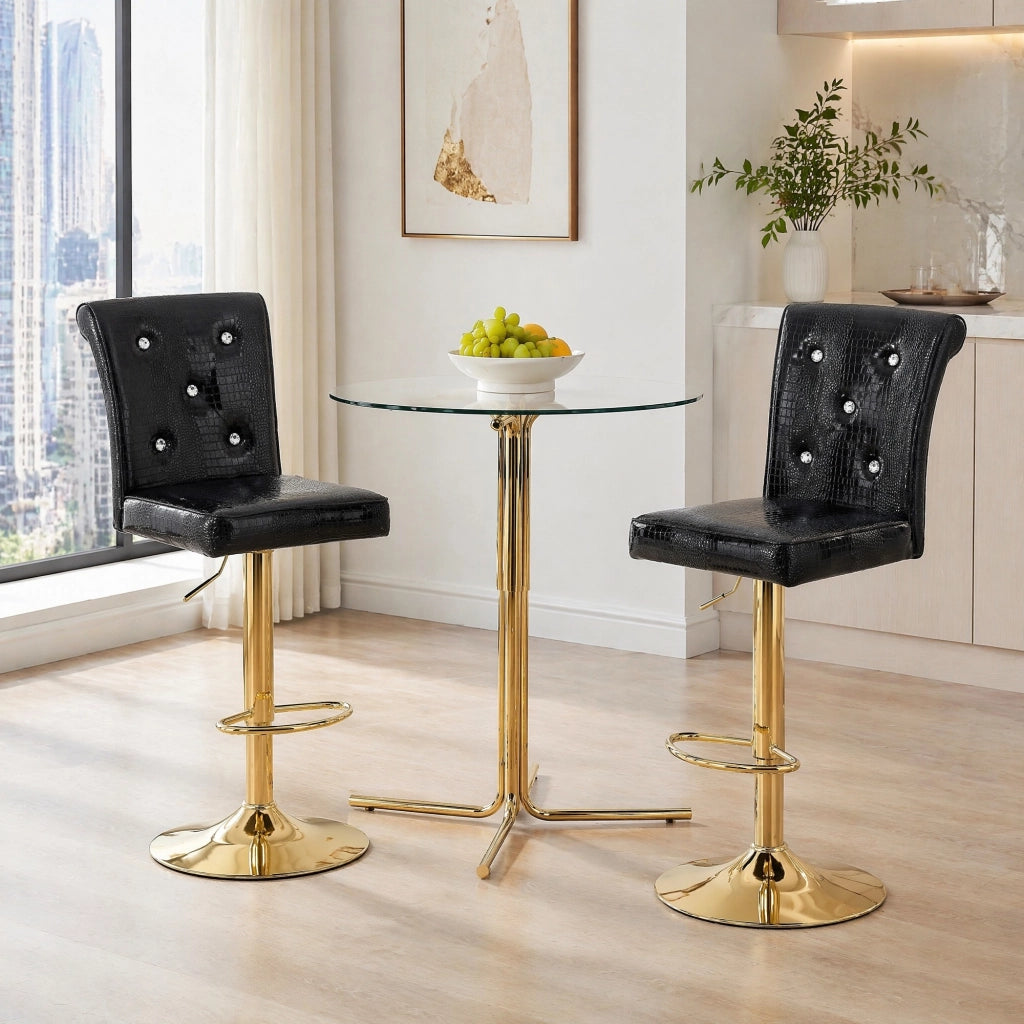 SEDIA Set da 2 pezzi Nero PVC effetto pelle di coccodrillo