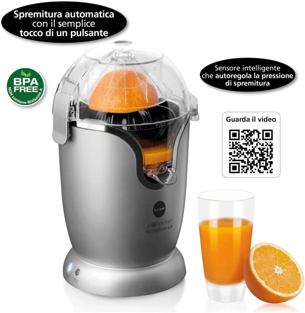 Macom 874 spremiagrumi completamente automatico - auto squeezer 2.0, grigio/nero