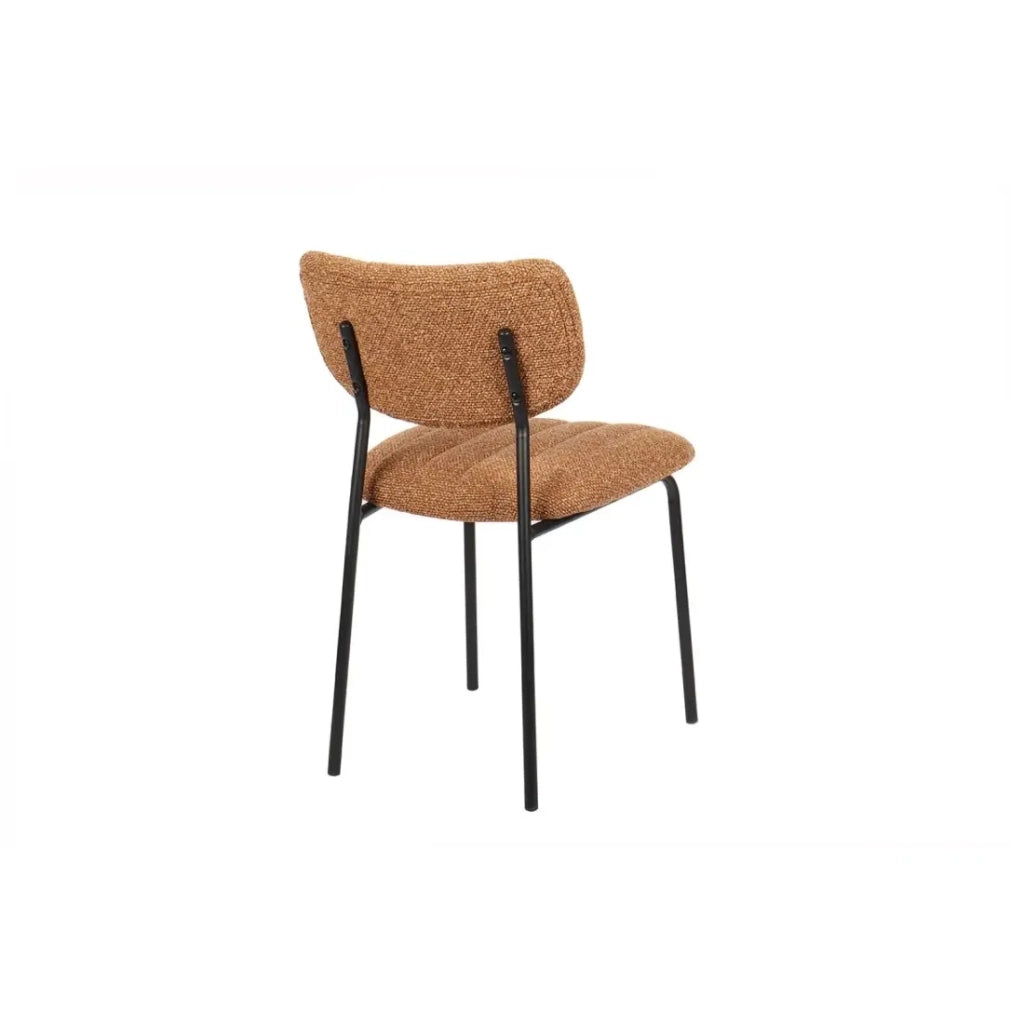 Set di 2 sedie NORAYA – Tessuto arancione – Design compatto – Gambe in metallo – Tocco colorato e moderno