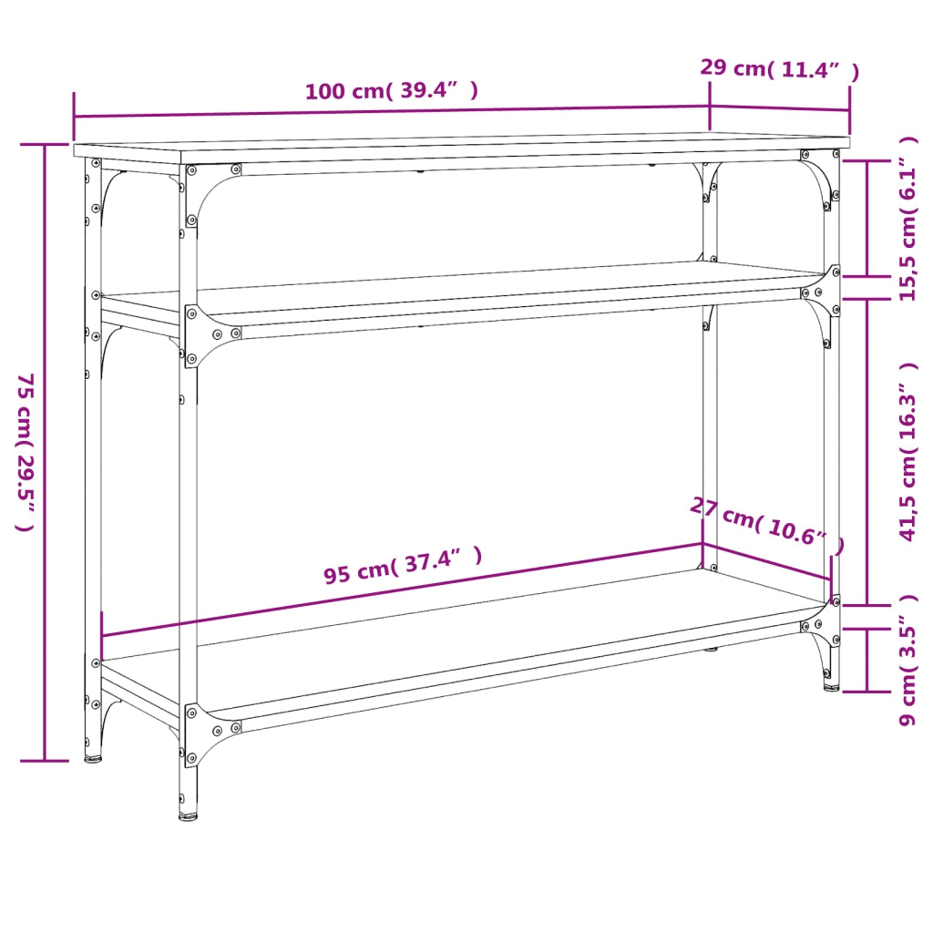 Tavolo Consolle | Tavolo d'Ingresso Rovere Sonoma 100x29x75 cm in Legno Multistrato